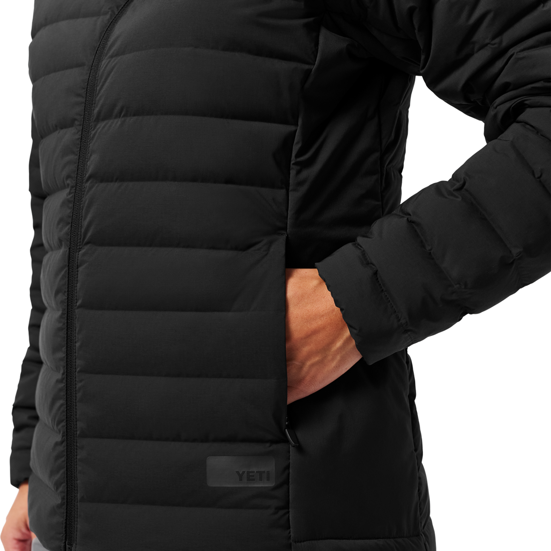 Women&rsquo;s Hooded Hybrid Down Jacket, Black, large