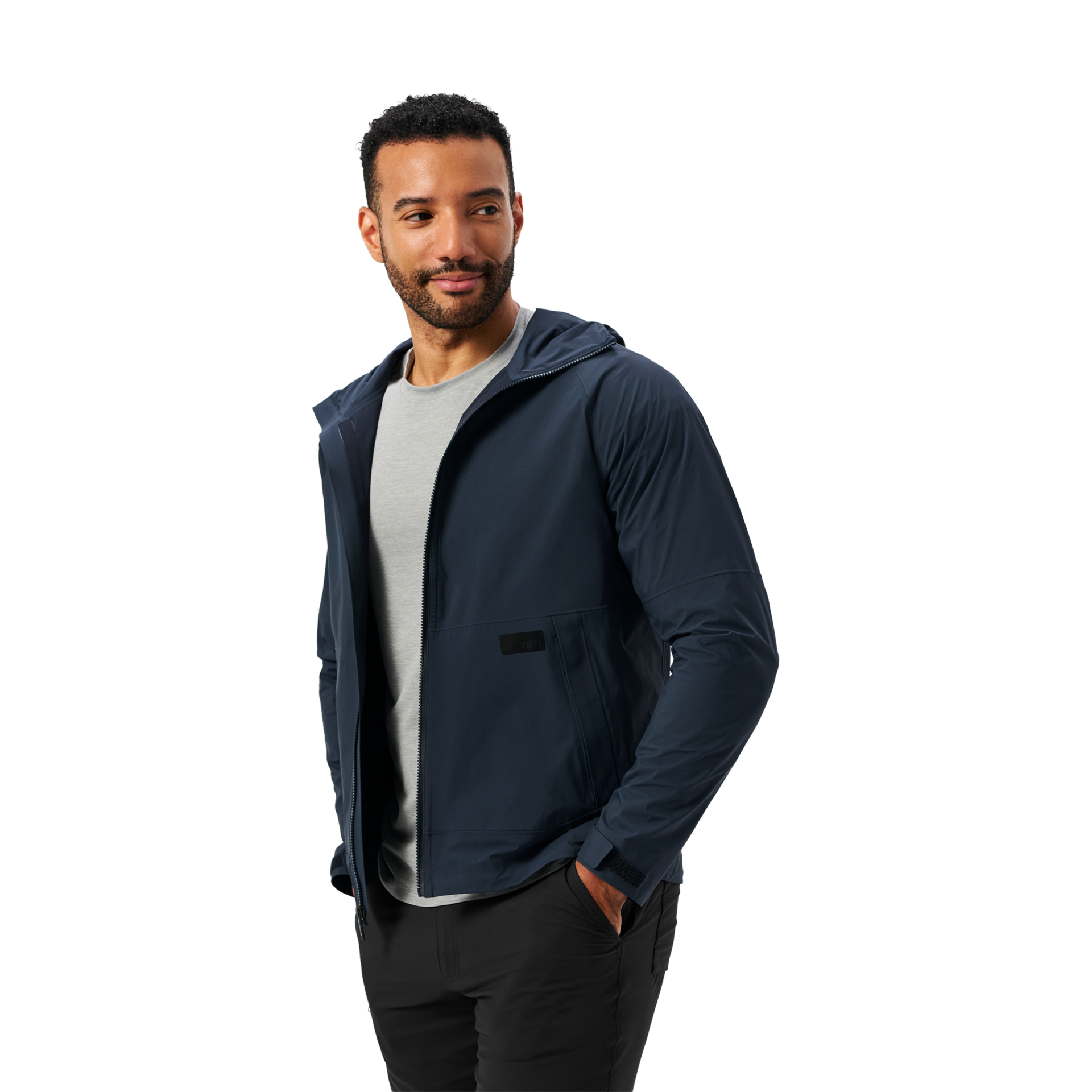 Men&rsquo;s Hooded Rain Jacket, Dusk Blue, large