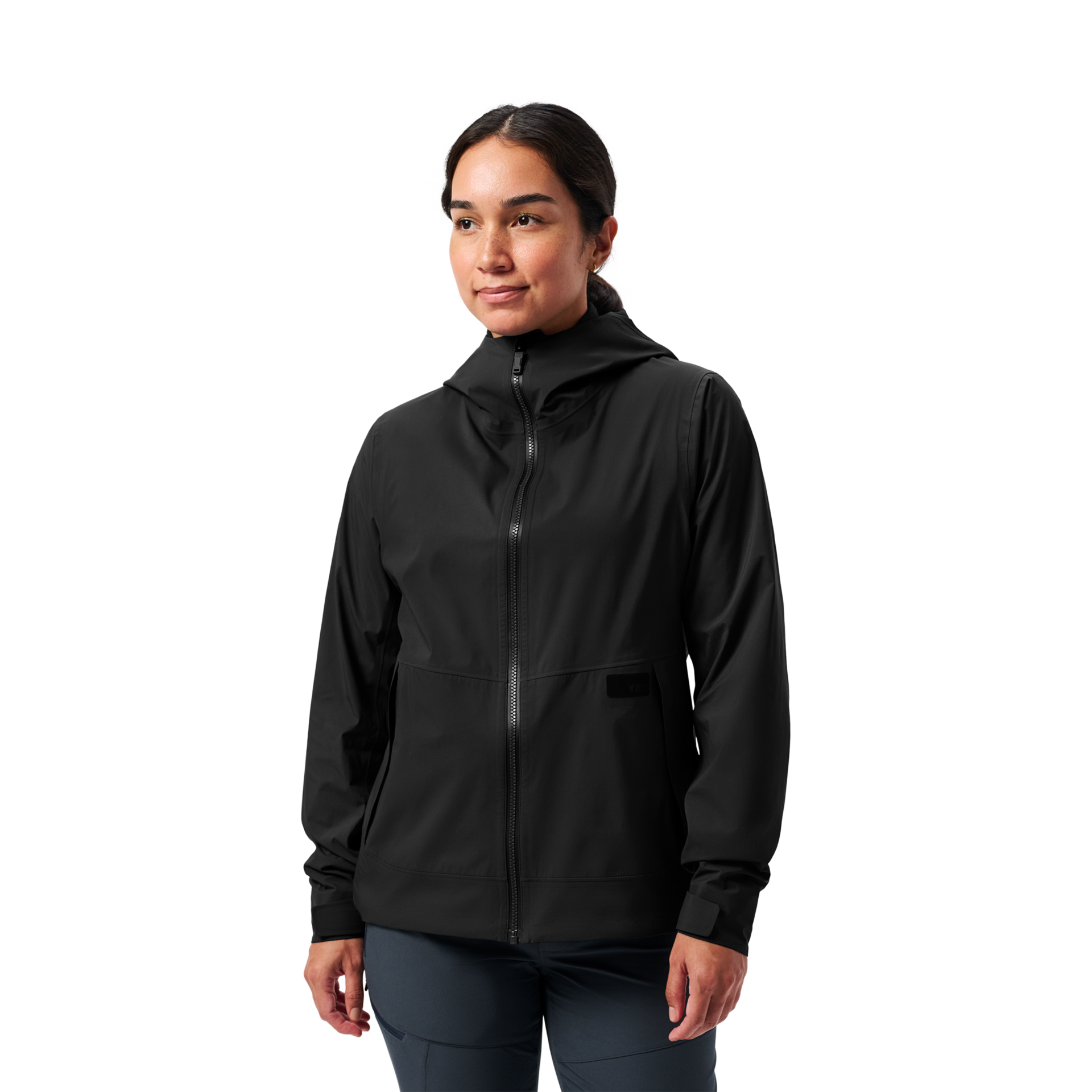 Women&rsquo;s Hooded Rain Jacket, Black, large