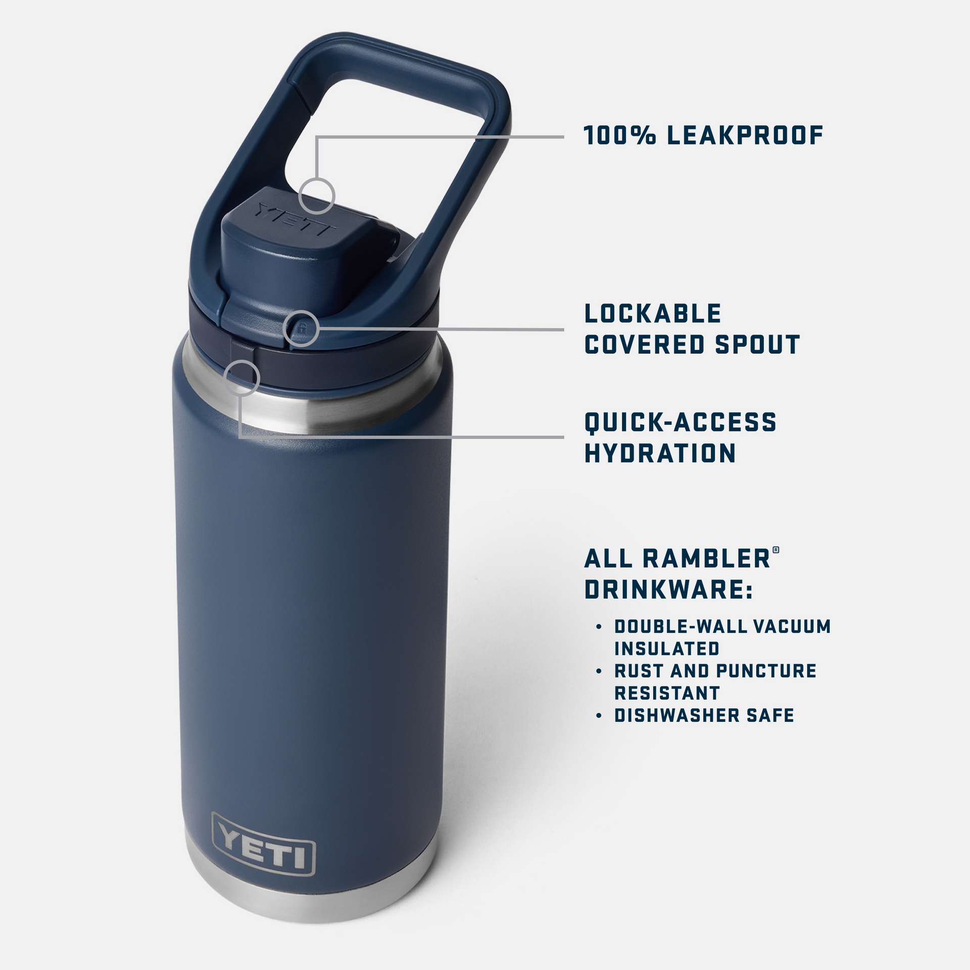 26 oz Water Bottle, Royal Blue, large