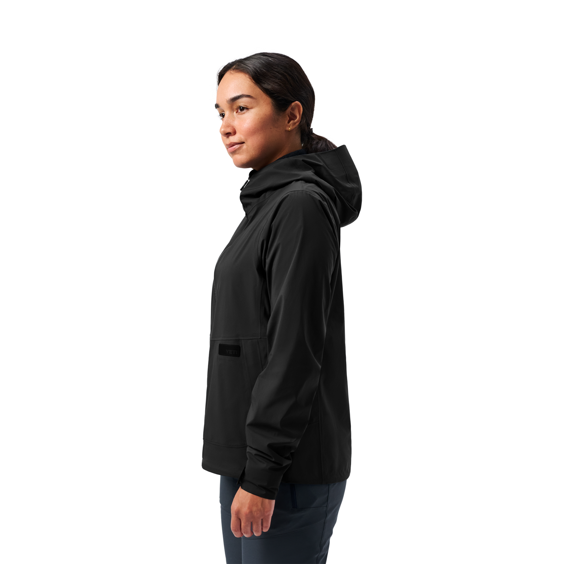 Women&rsquo;s Hooded Rain Jacket, Black, large