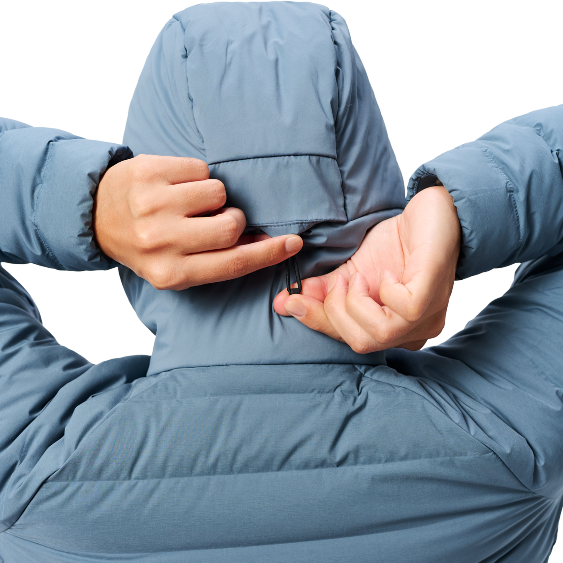 Women&rsquo;s Hooded Hybrid Down Jacket, Desert Blue, large