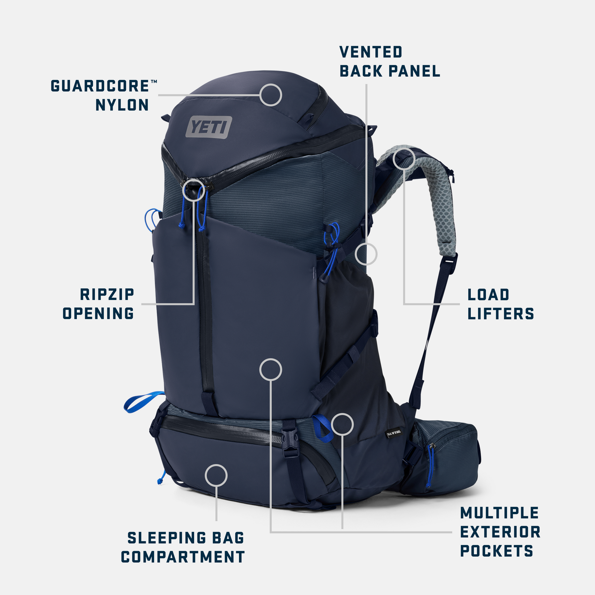 50L Women's Hiking Pack, Classic Navy, large