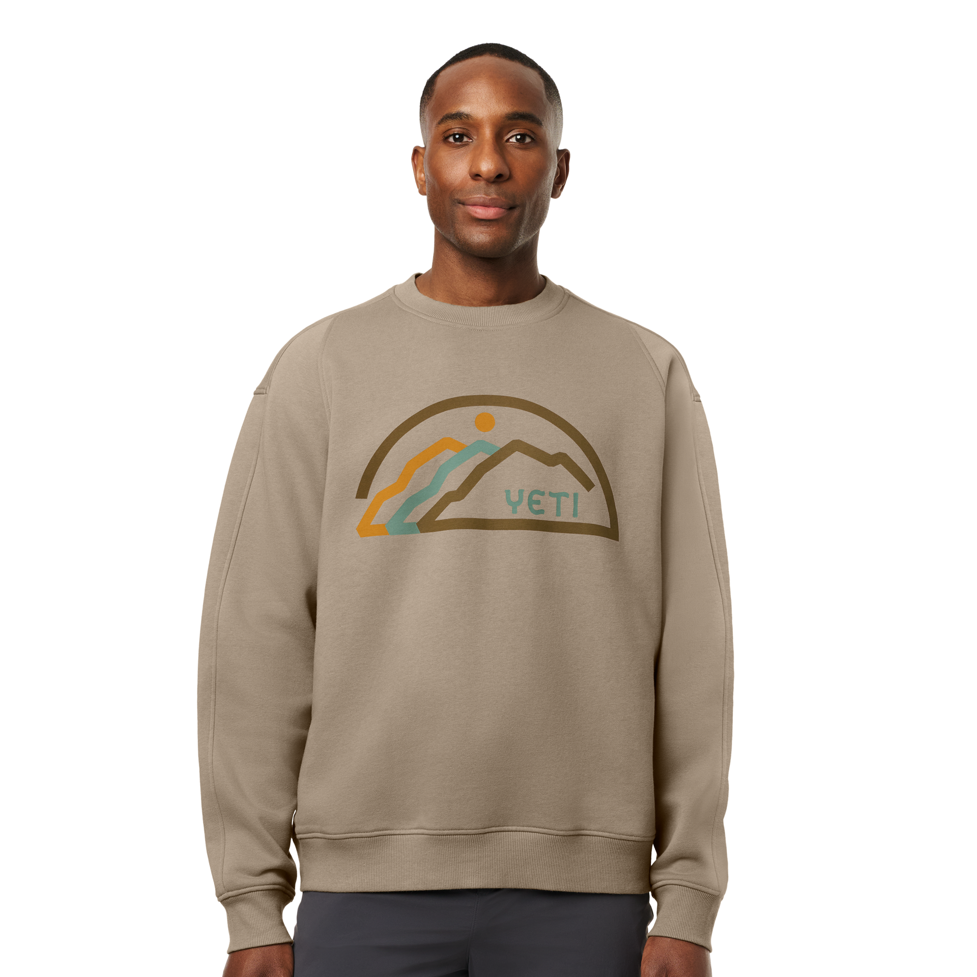 Pullover Fleece Crew Neck, Taupe, large
