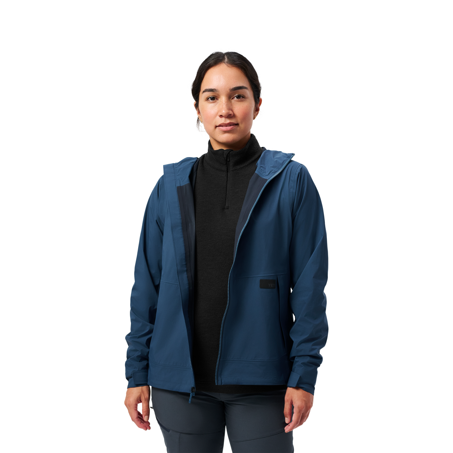 Women&rsquo;s Hooded Rain Jacket, Pinyon Blue, large