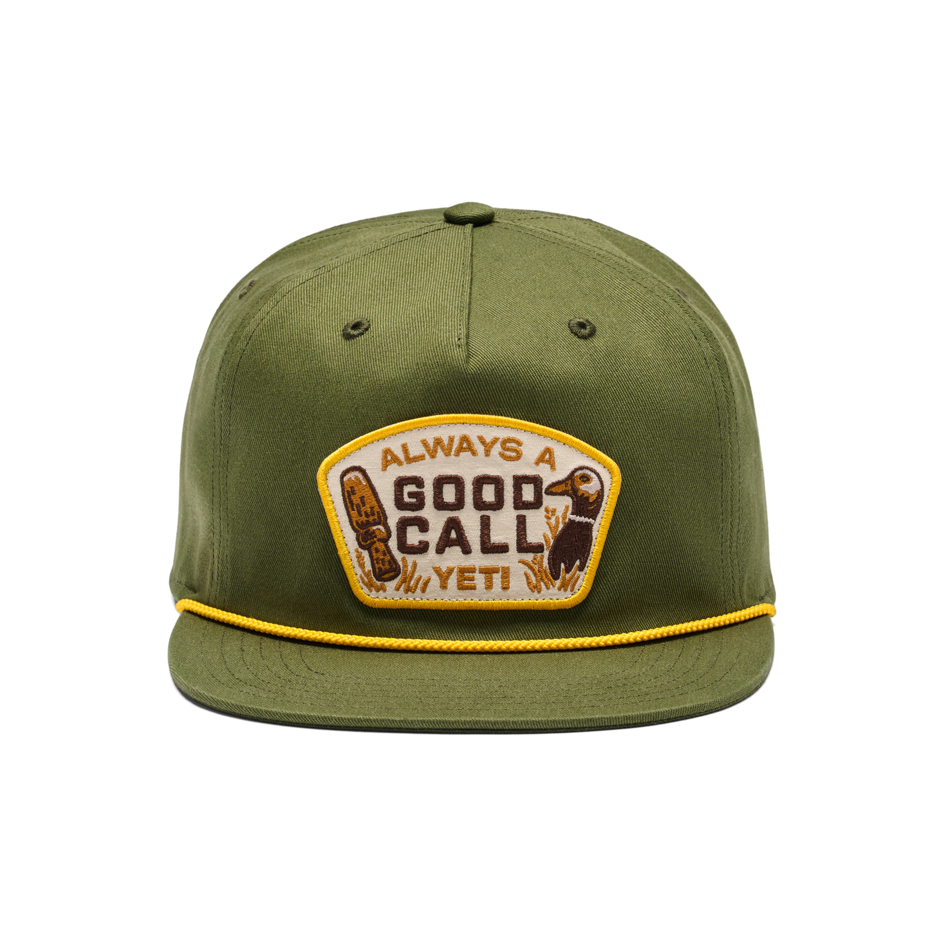 Flat Brim Rope Hat, Dark Green, large