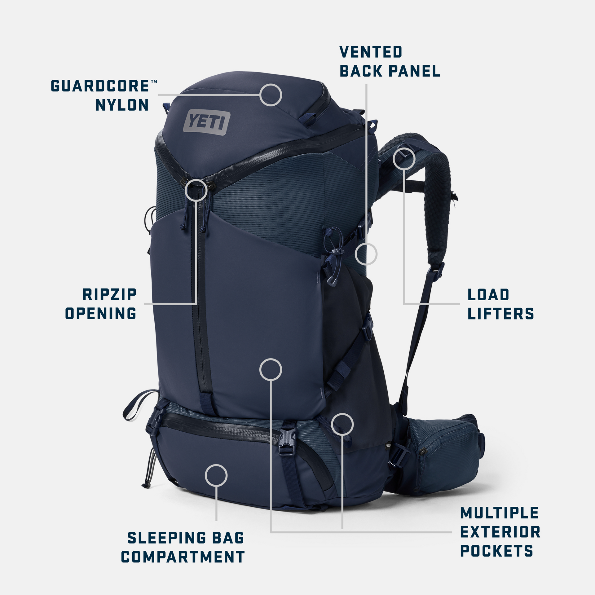 50L Men's Hiking Pack, Classic Navy, large