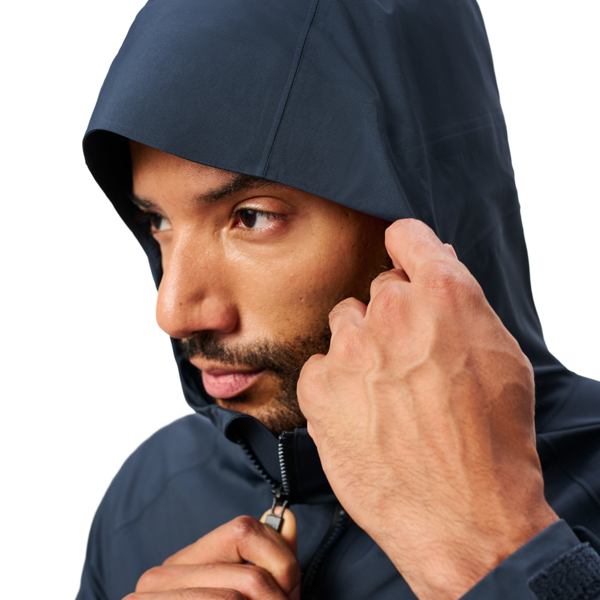 Men&rsquo;s Hooded Rain Jacket, Dusk Blue, large