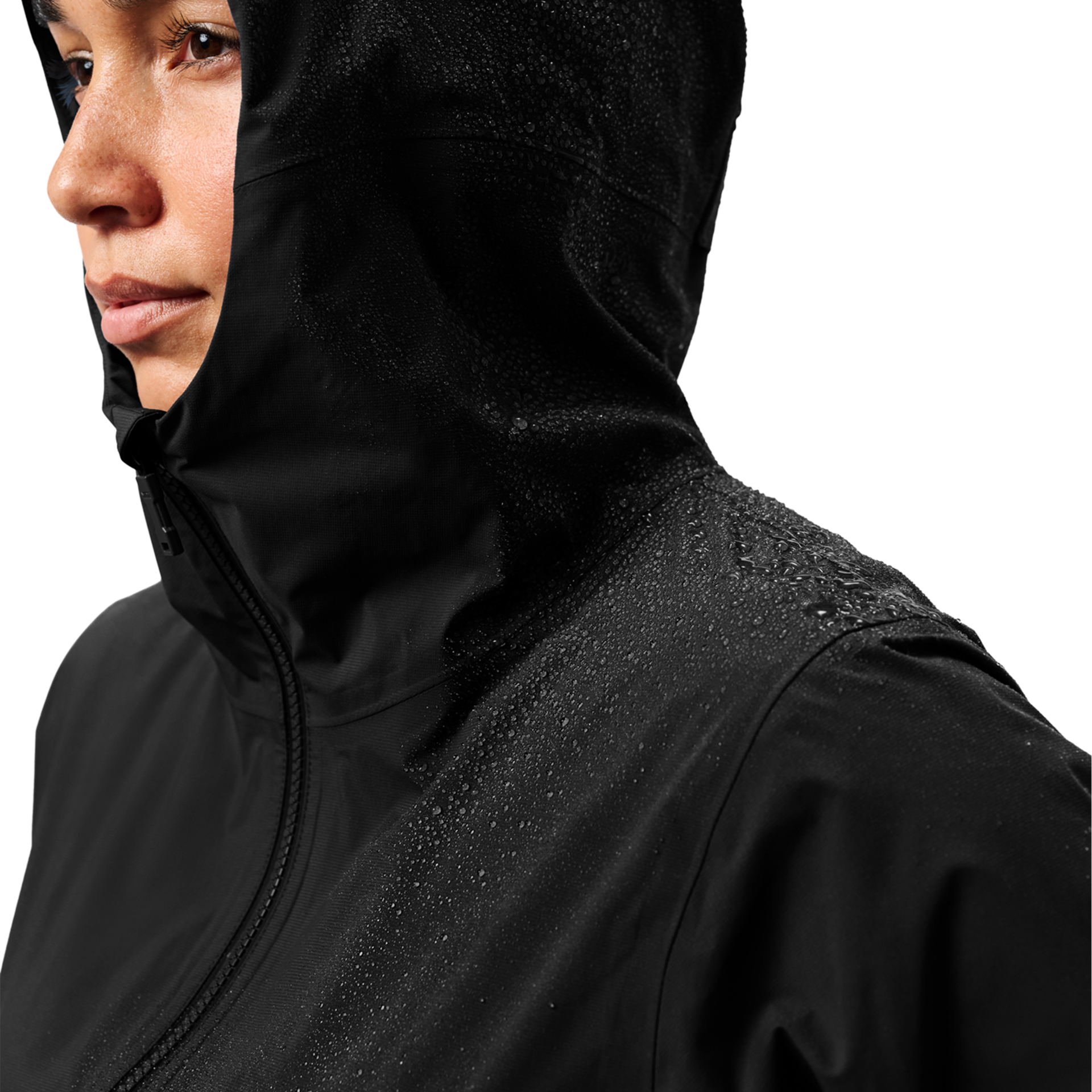 Women&rsquo;s Hooded Rain Jacket, Black, large