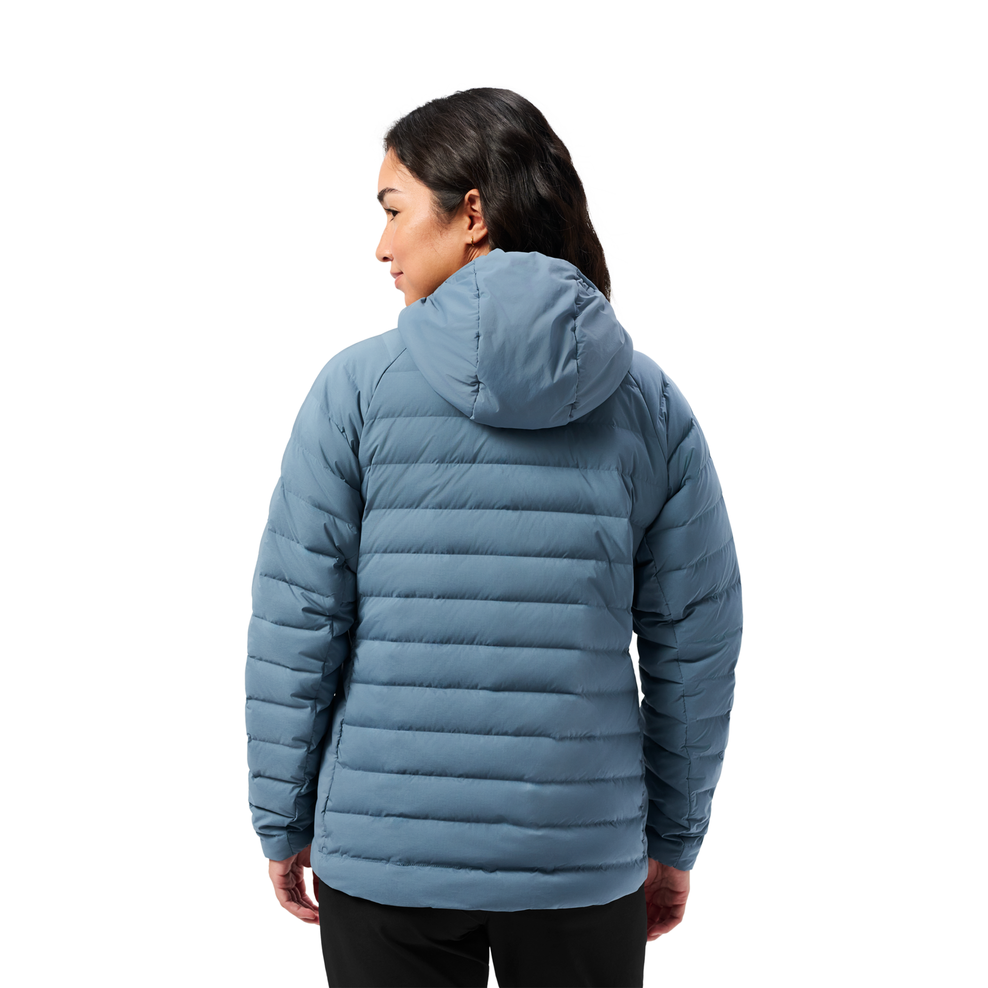 Women&rsquo;s Hooded Hybrid Down Jacket, Desert Blue, large