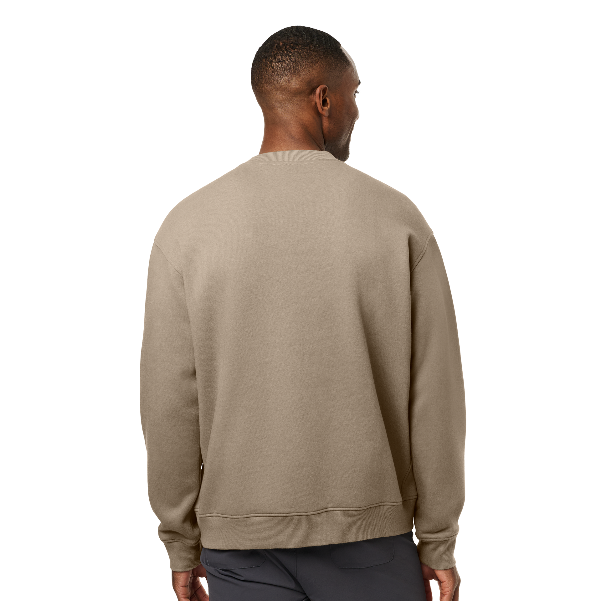 Pullover Fleece Crew Neck, Taupe, large