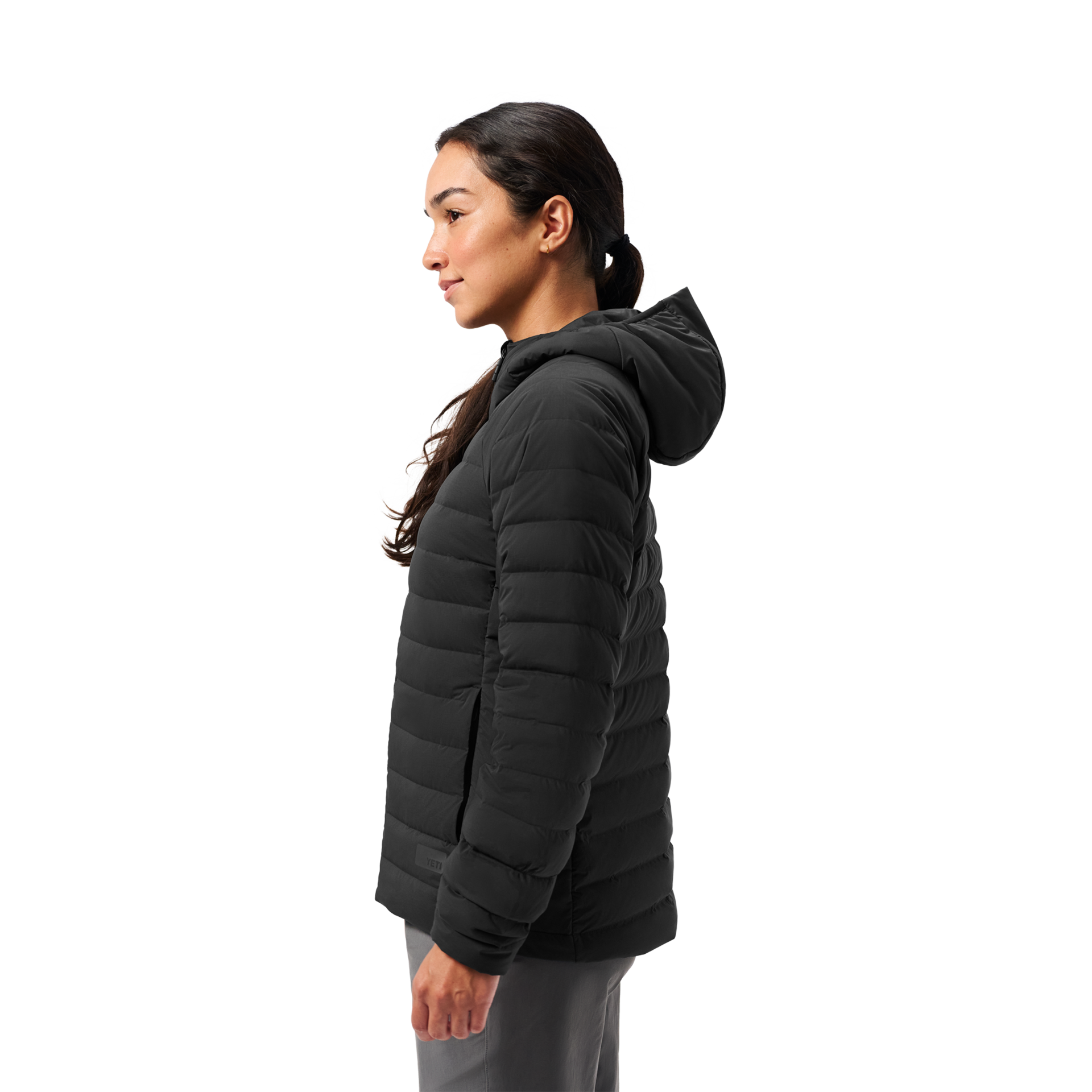 Women&rsquo;s Hooded Hybrid Down Jacket, Black, large