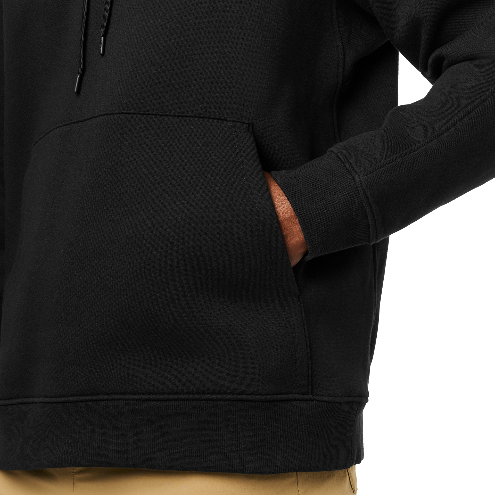 Pullover Fleece Hoodie, Black, large