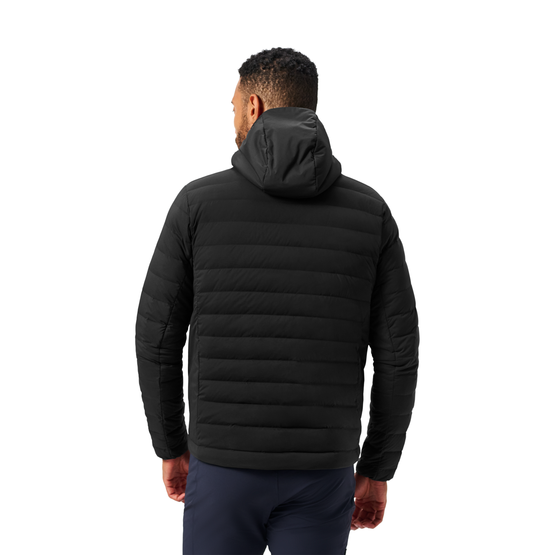 Men&rsquo;s Hooded Hybrid Down Jacket, Black, large