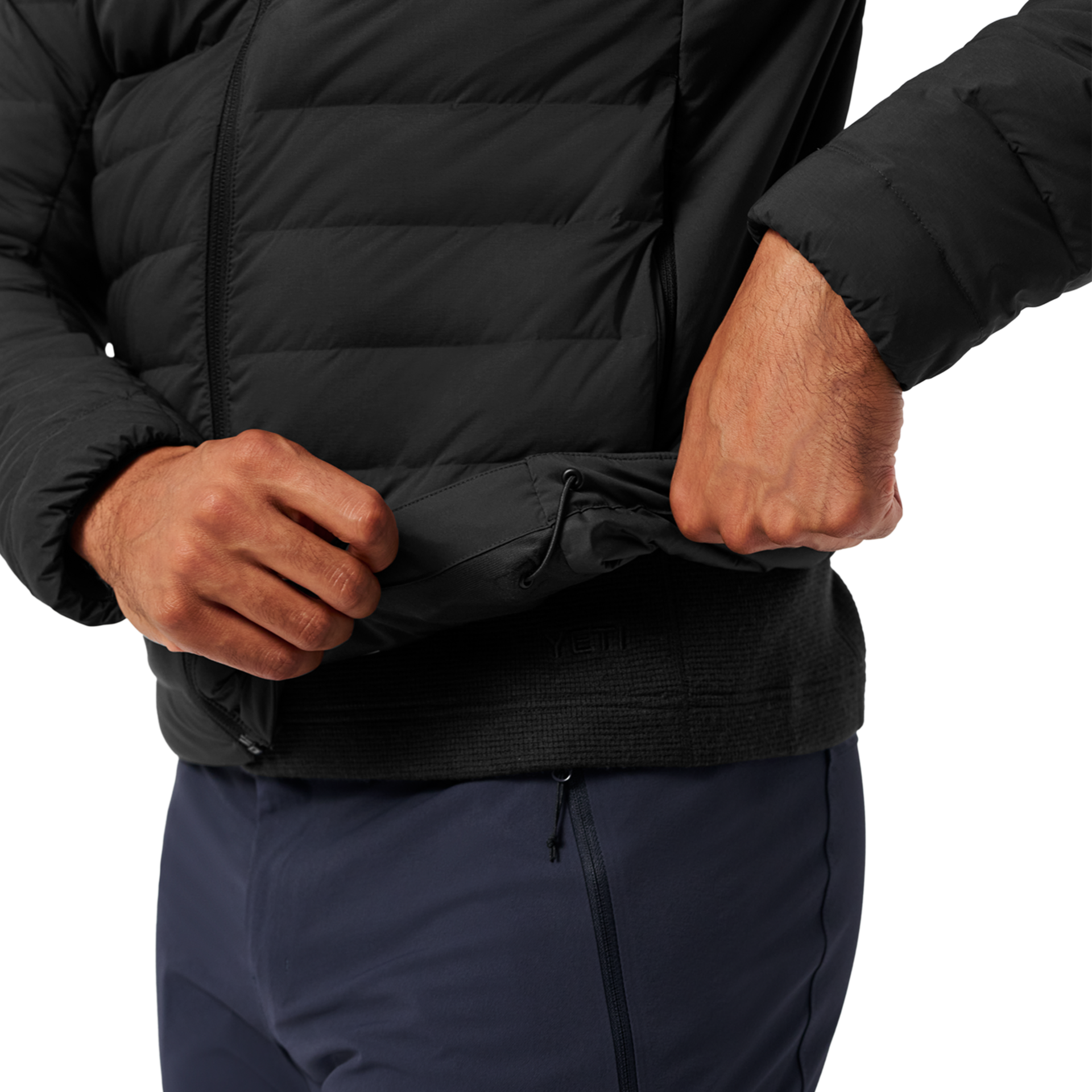 Men&rsquo;s Hooded Hybrid Down Jacket, Black, large
