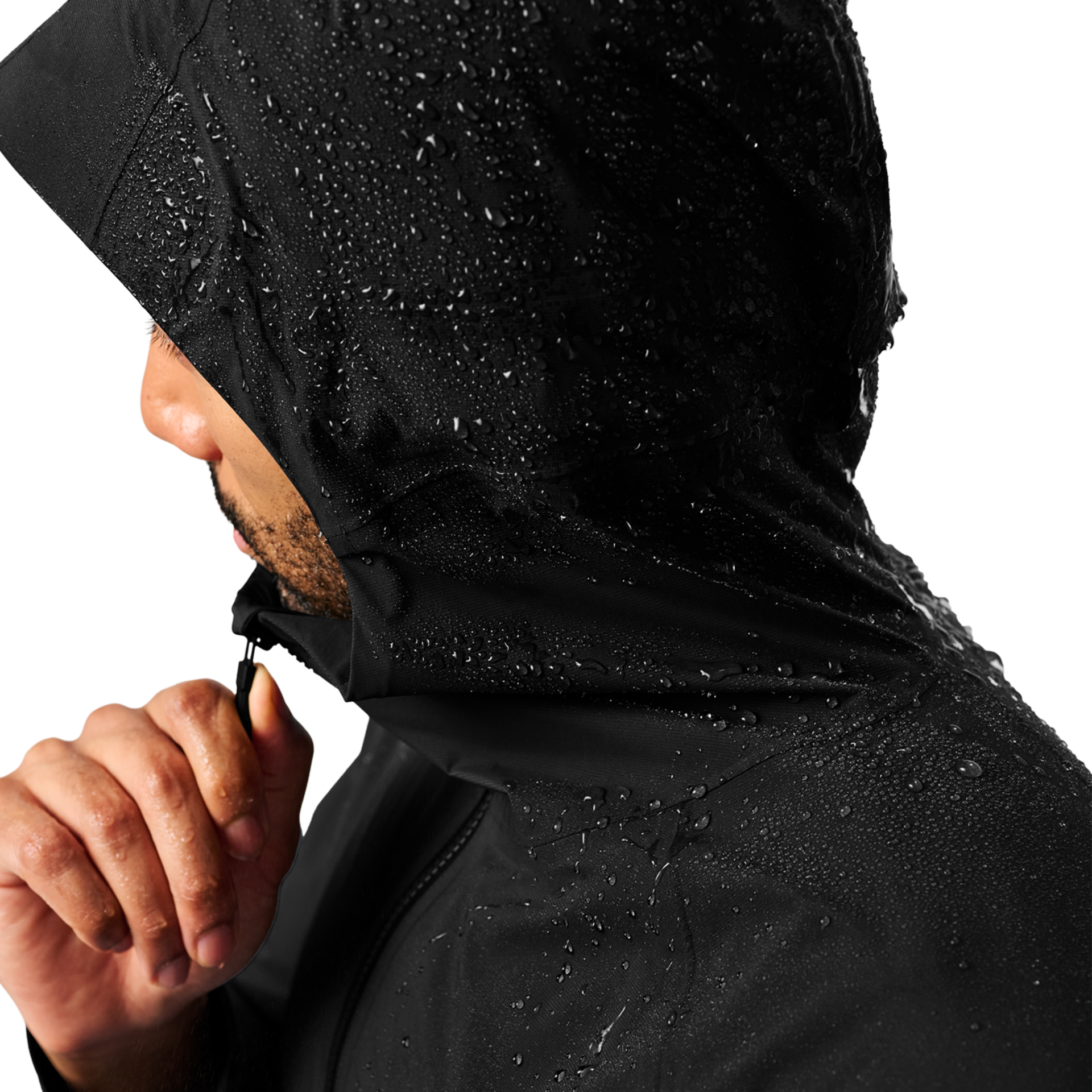 Men&rsquo;s Hooded Rain Jacket, Black, large