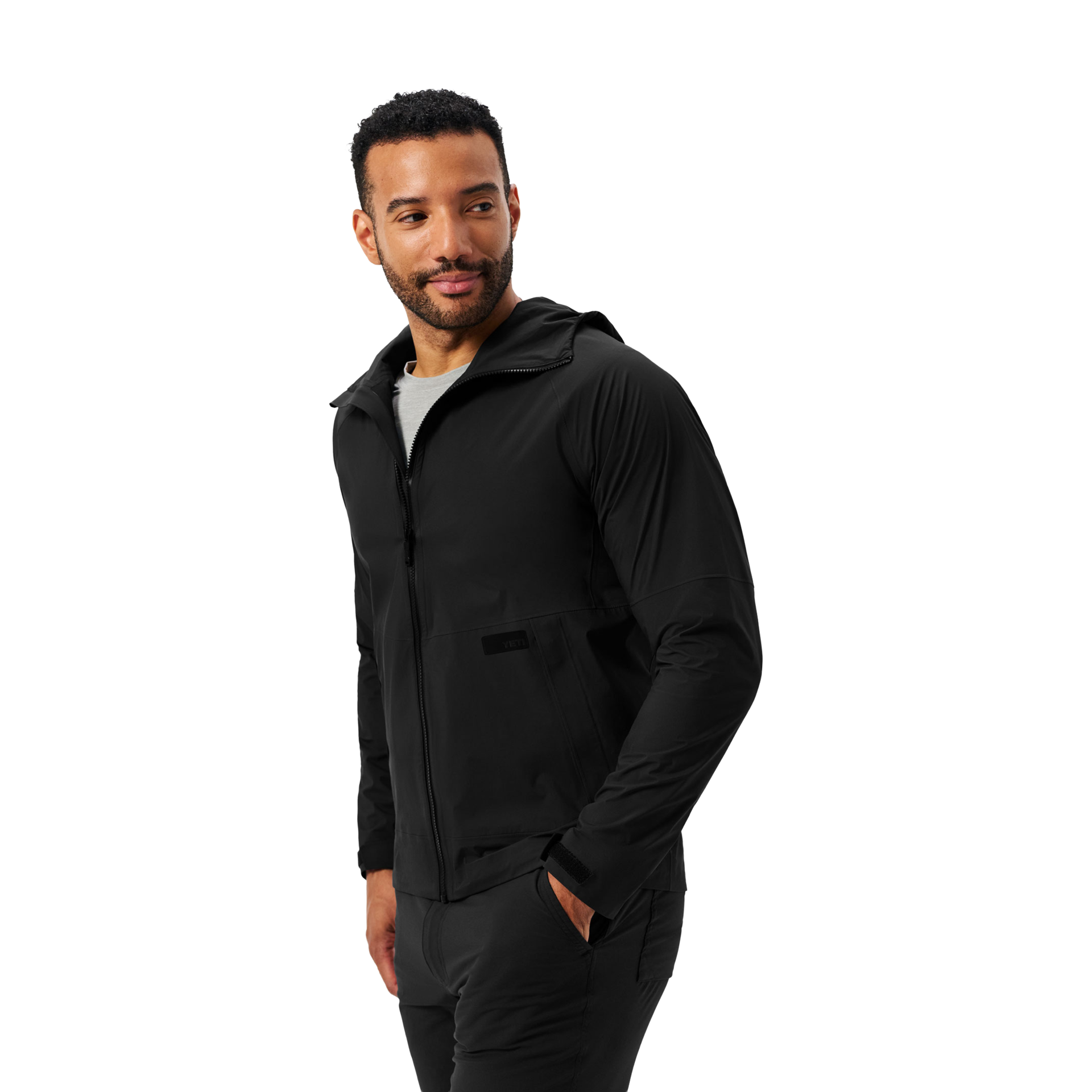 Men&rsquo;s Hooded Rain Jacket, Black, large