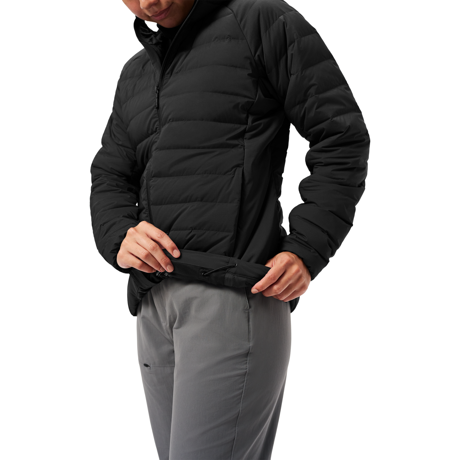 Women&rsquo;s Hooded Hybrid Down Jacket, Black, large