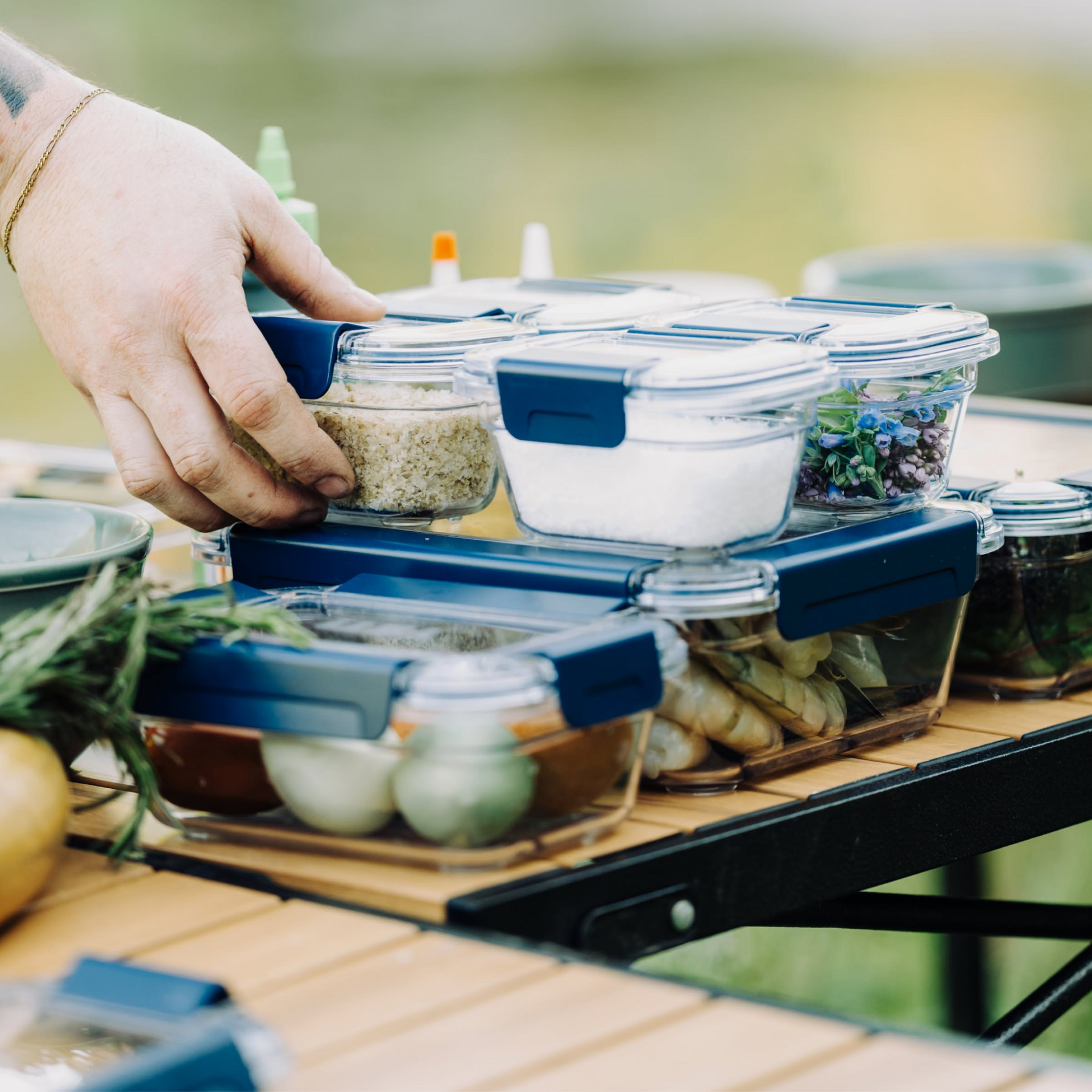 Medium Plastic Food Storage, Navy, large