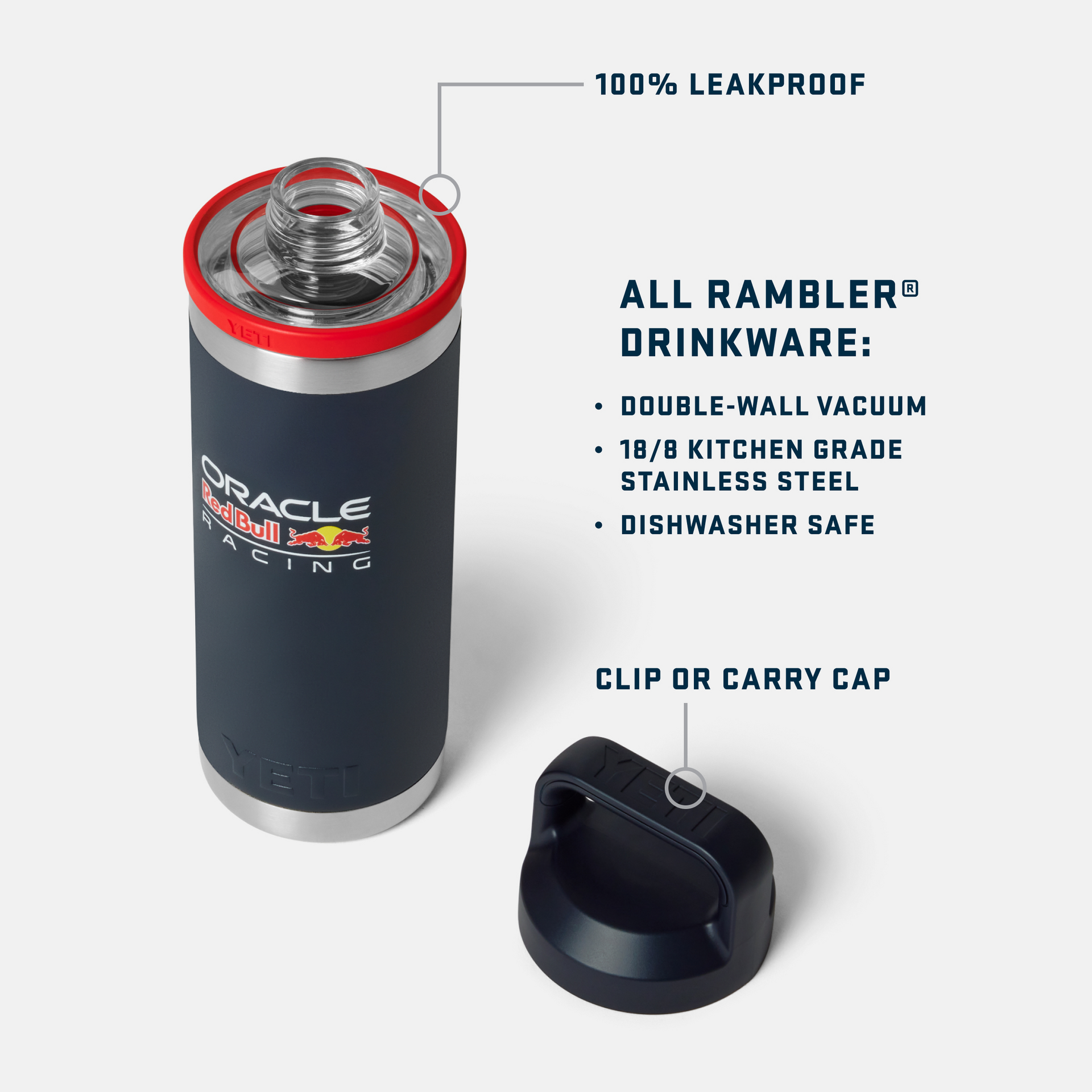 Rambler&reg; 18 oz Water Bottle, Oracle Red Bull Racing Team Logo, large