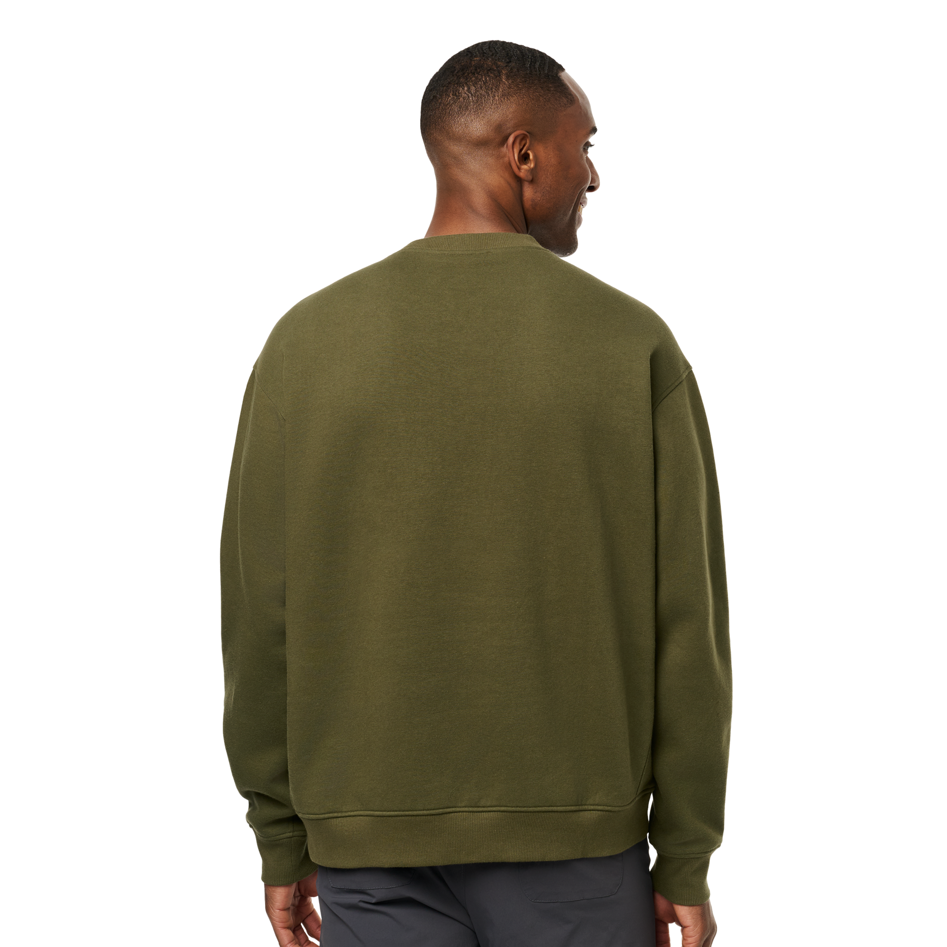 Pullover Fleece Crew Neck, Olive, large