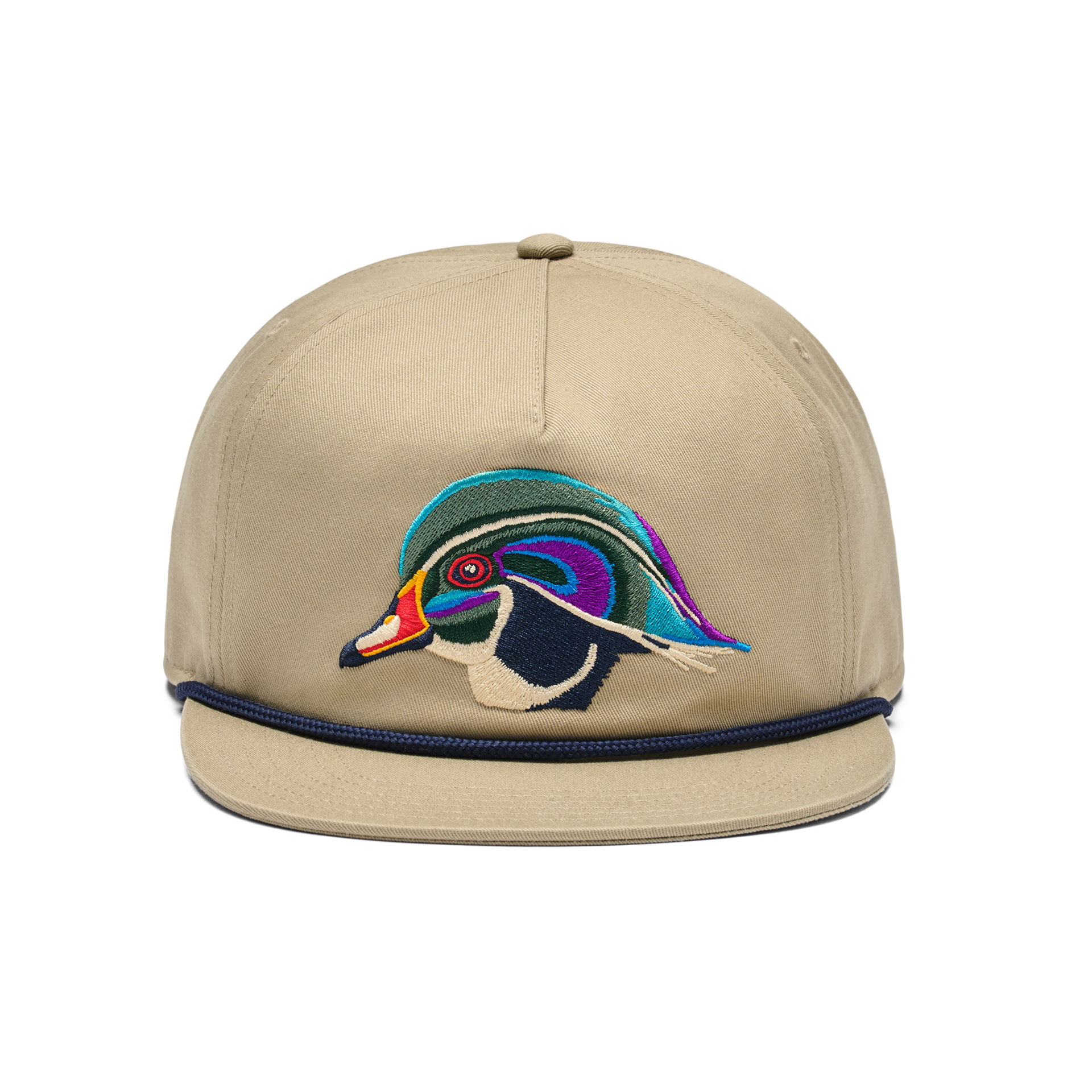 Flat Brim Rope Hat, Khaki, large
