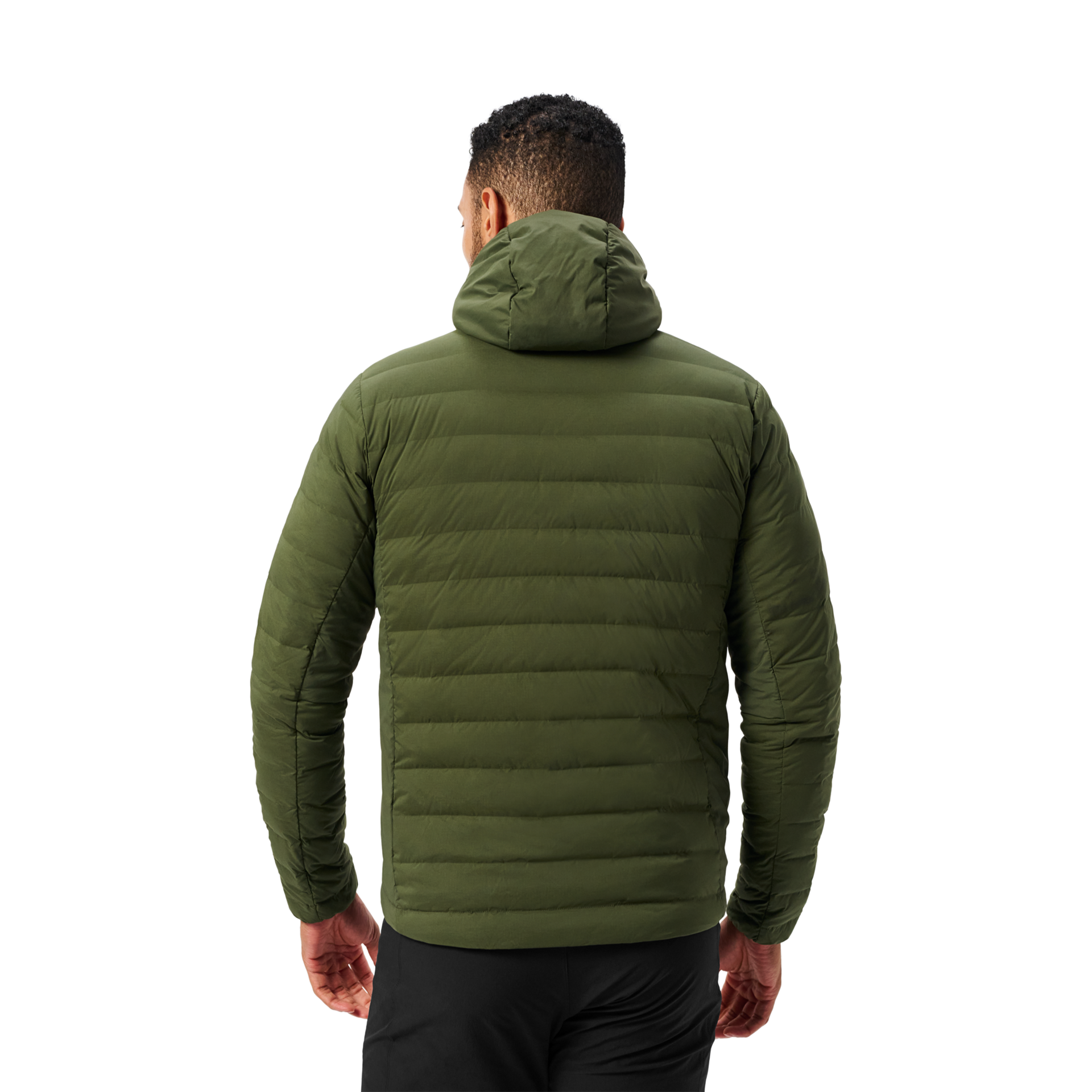 Men&rsquo;s Hooded Hybrid Down Jacket, Deep Green, large
