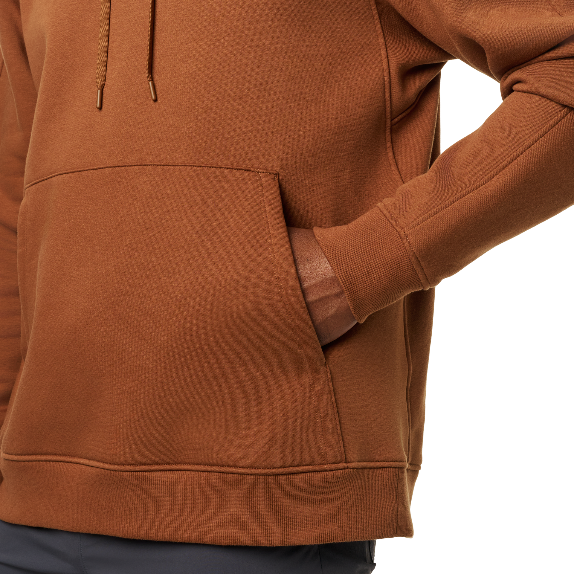 Pullover Fleece Hoodie, Rust, large