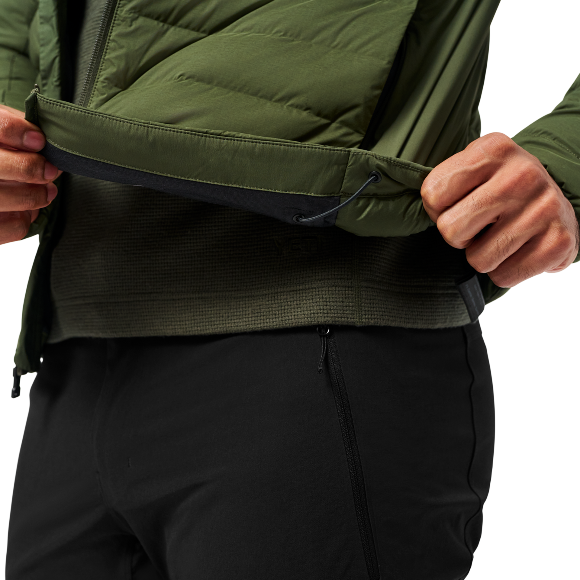 Men&rsquo;s Hooded Hybrid Down Jacket, Deep Green, large