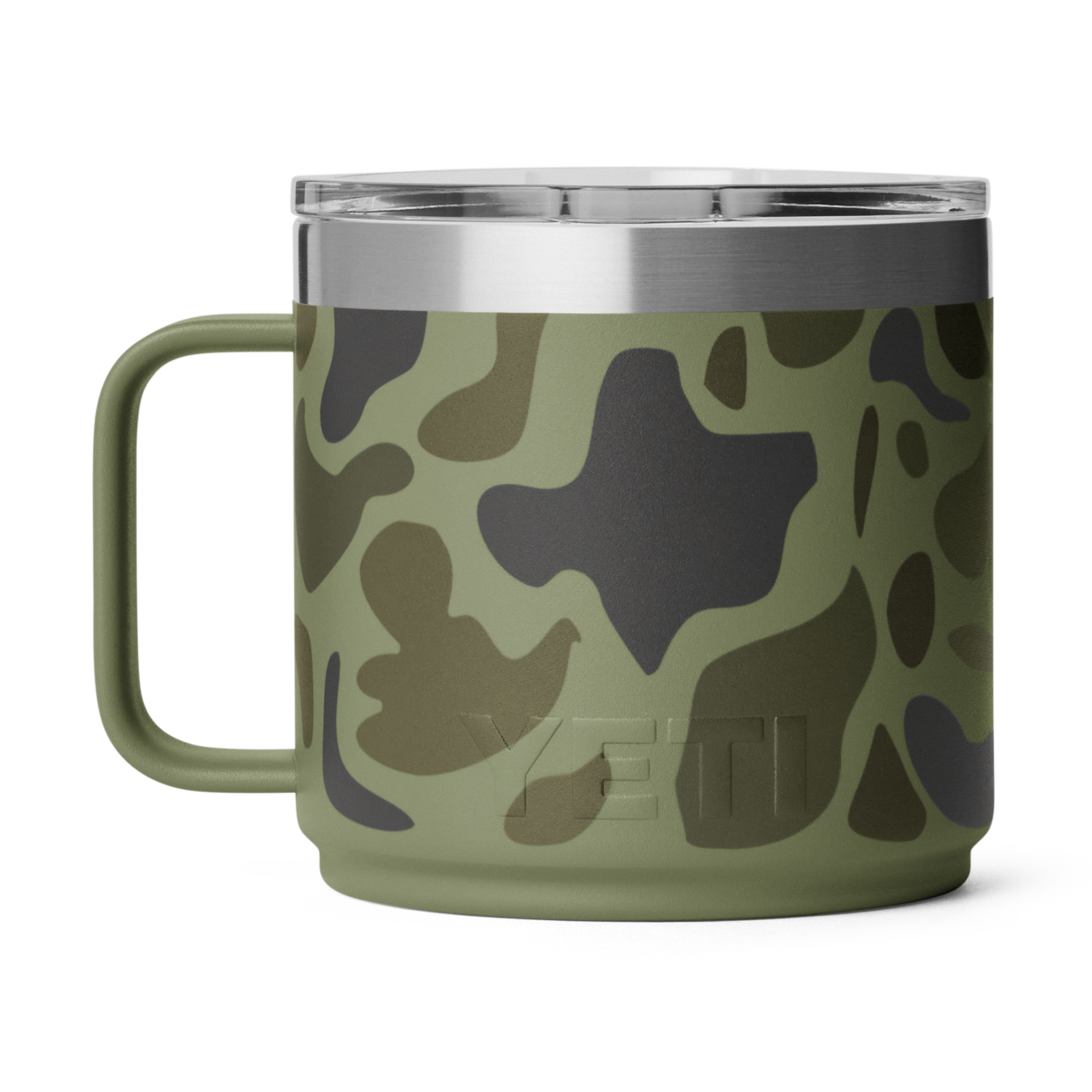 14 oz Ceramic Mug, Olive Camo, large