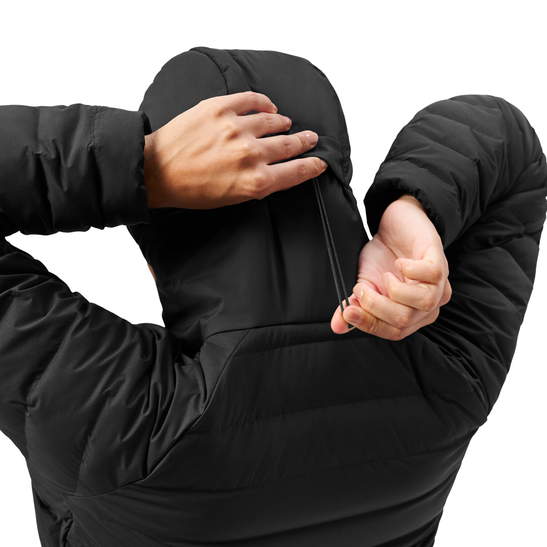 Women&rsquo;s Hooded Hybrid Down Jacket, Black, large
