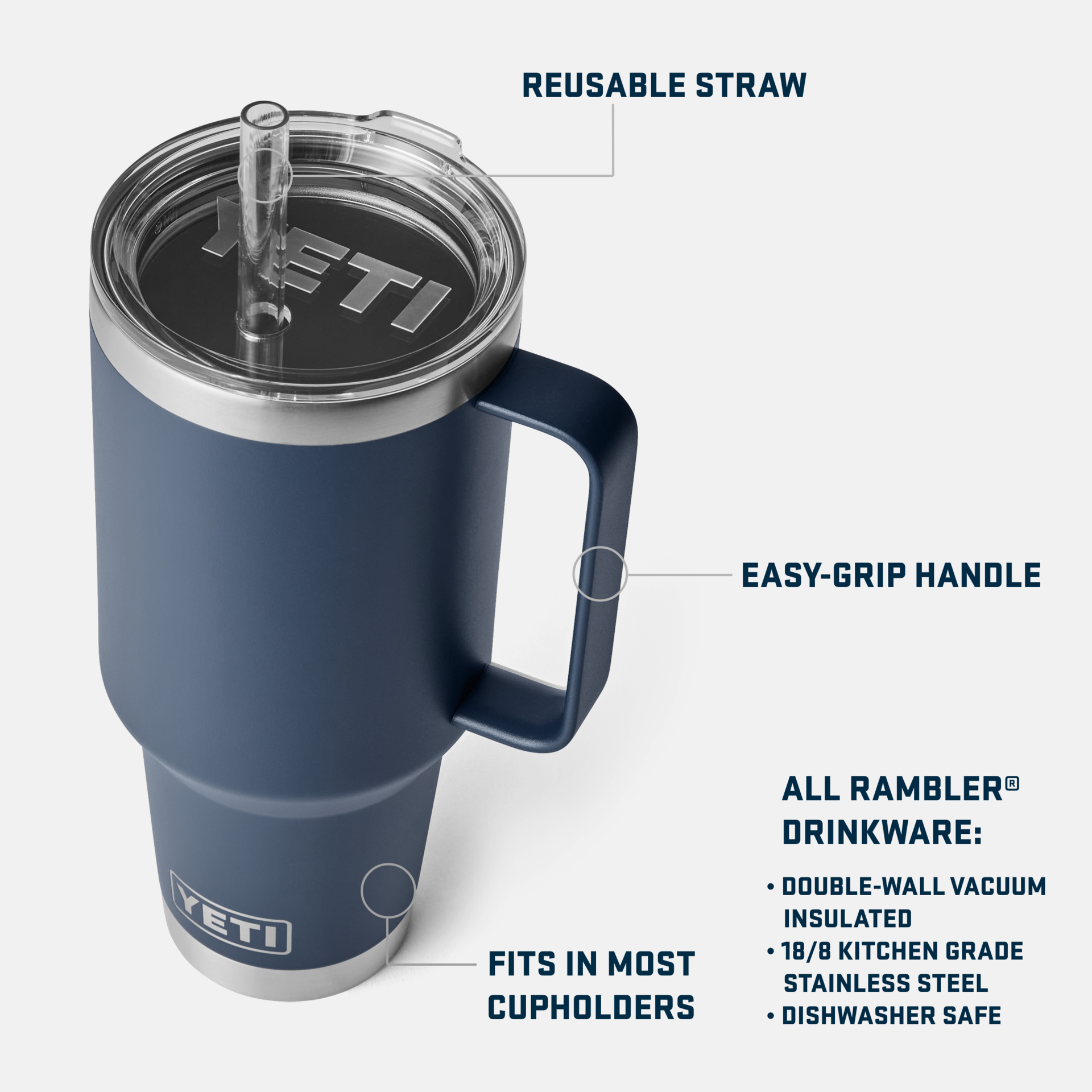42 oz Straw Mug, Navy, large