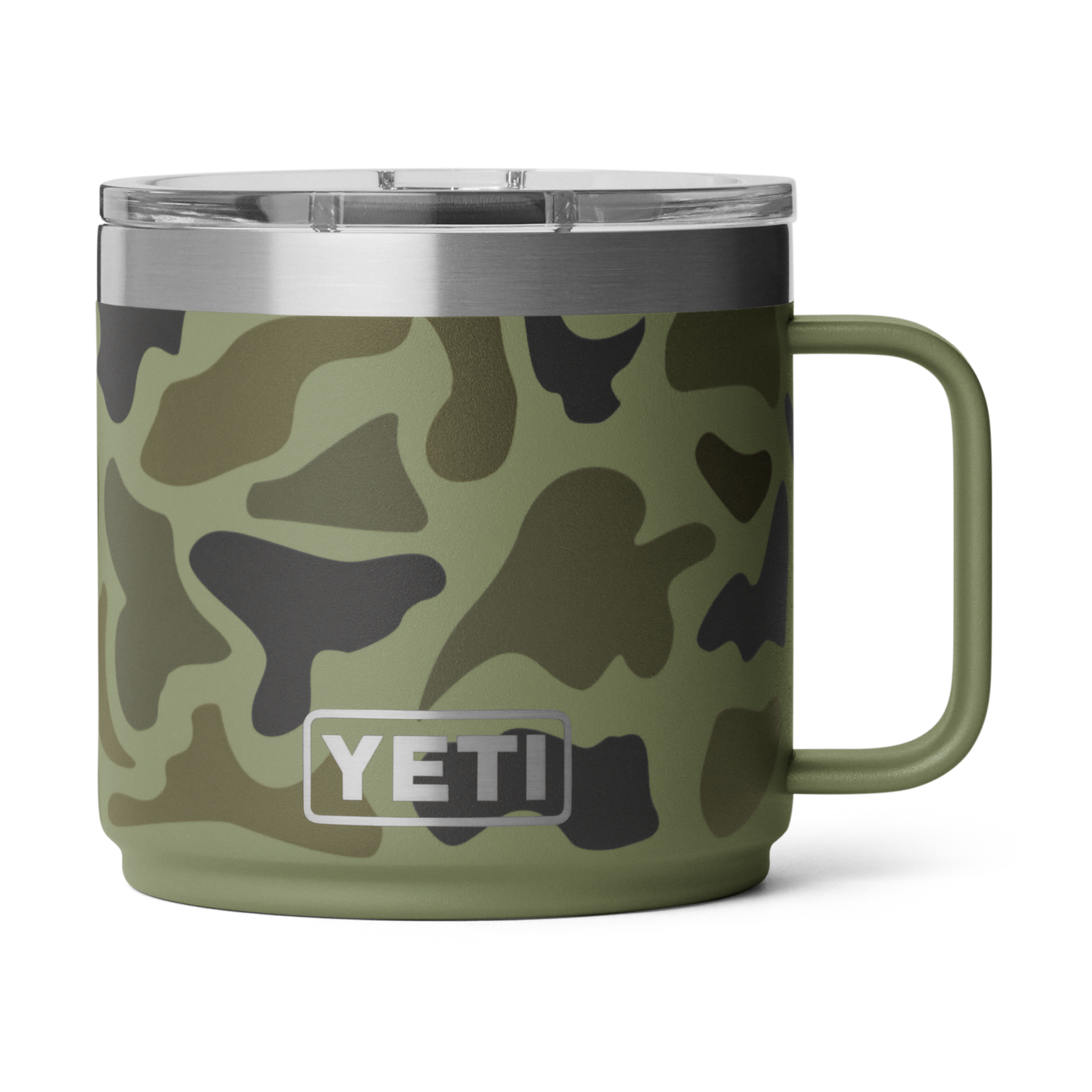 14 oz Ceramic Mug, Olive Camo, large