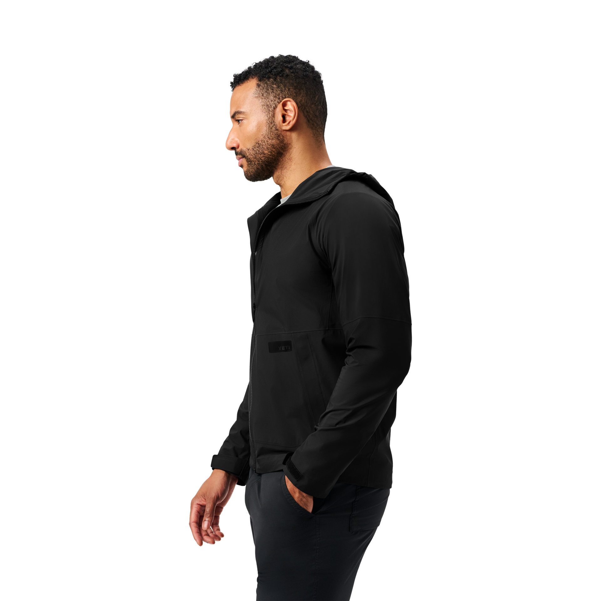 Men&rsquo;s Hooded Rain Jacket, Black, large