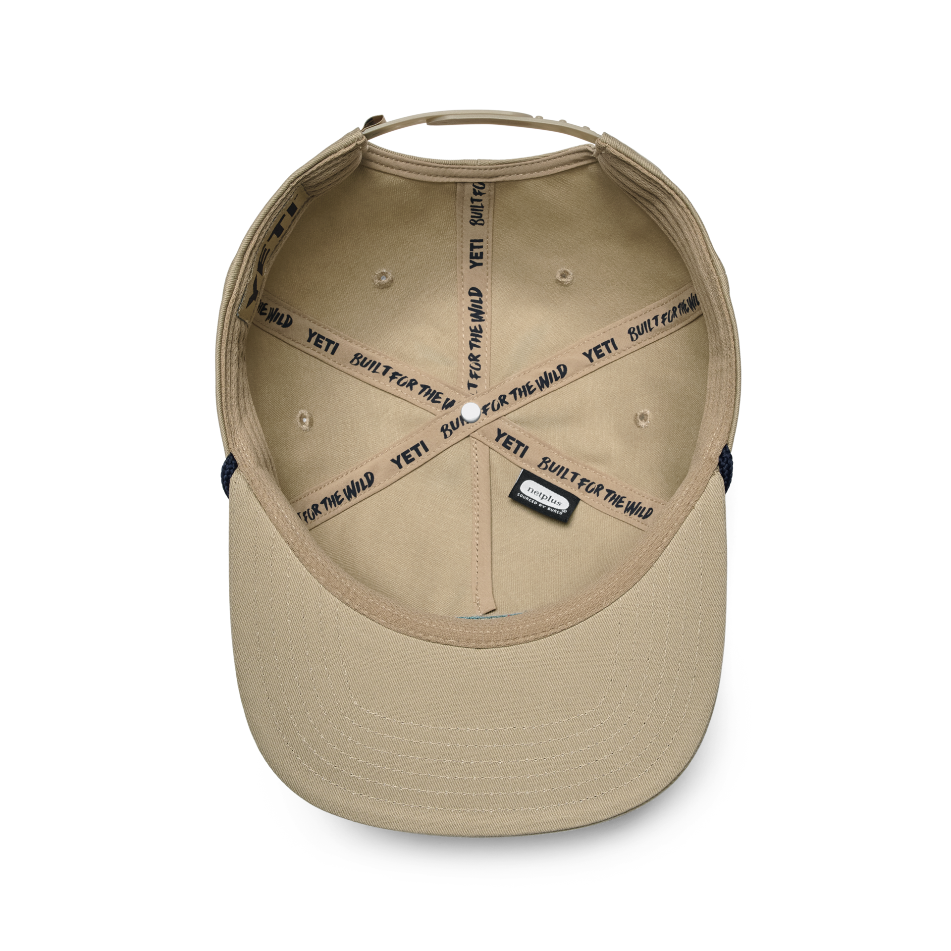Flat Brim Rope Hat, Khaki, large