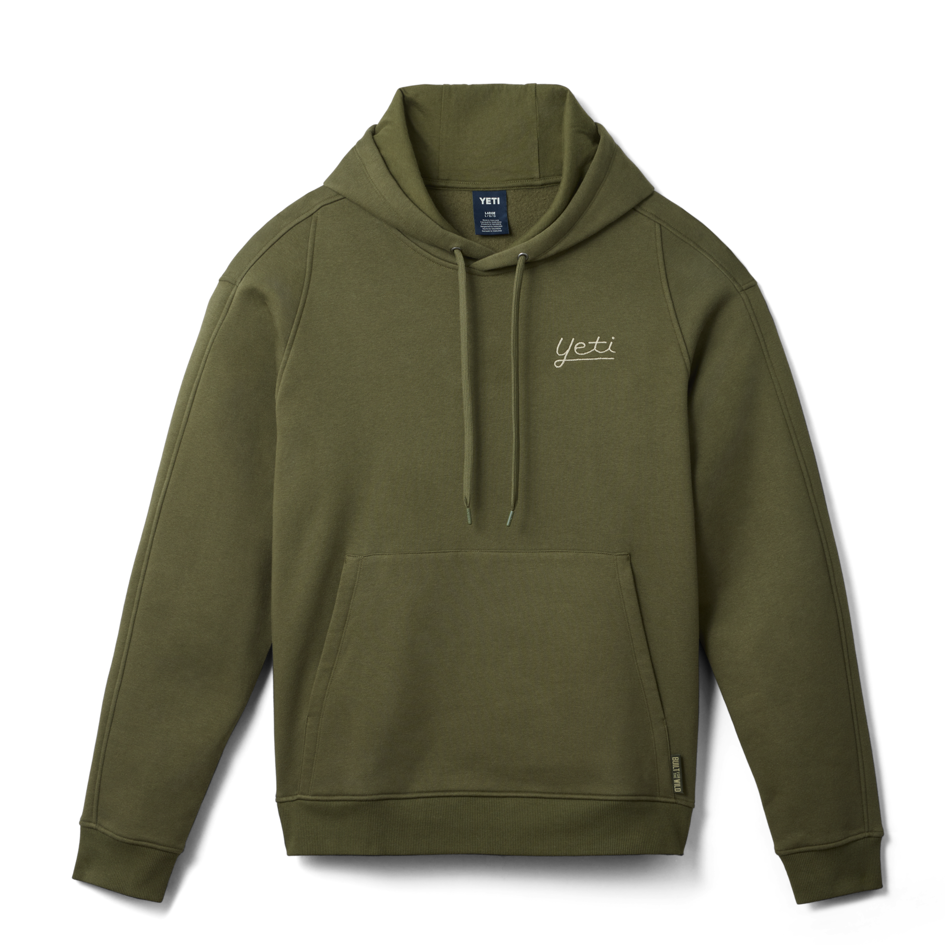 Fleece Hoodie, Olive, large