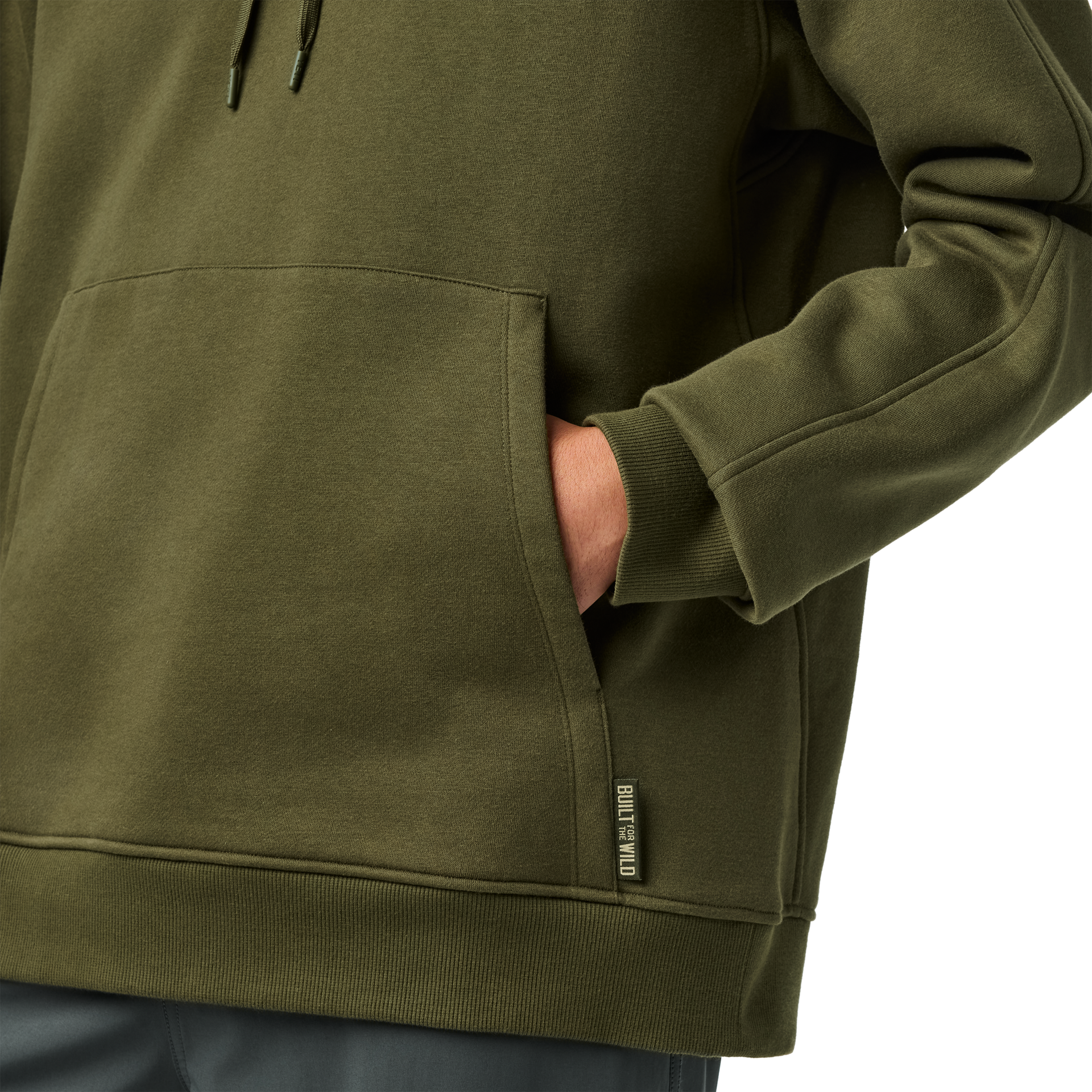 Fleece Hoodie, Olive, large