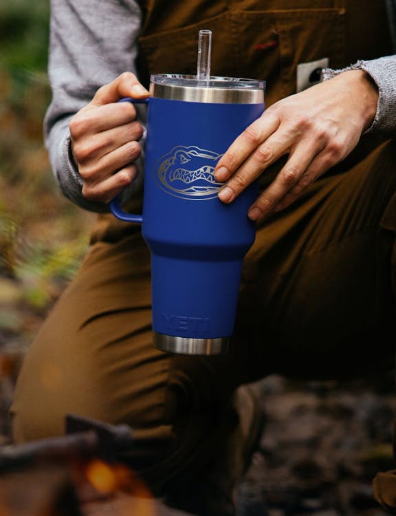 Custom Collegiate Straw Mug in Blue